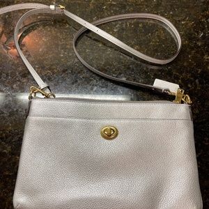 COACH METALLIC LEATHER POLLY CROSSBODY BAG